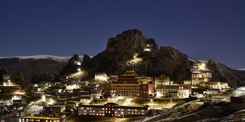Night views of the Jayanti Devi Temple which is dedicated to goddess Jayanti