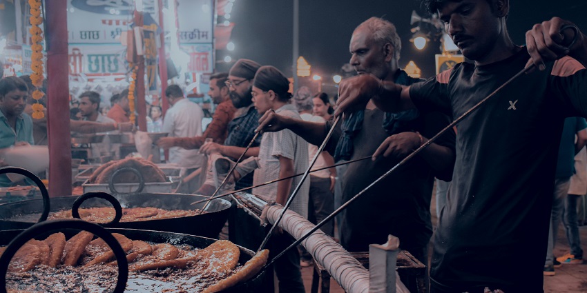 The famous street food in Haridwar is the crispy pastry filled with spiced lentils, perfect for snacking.