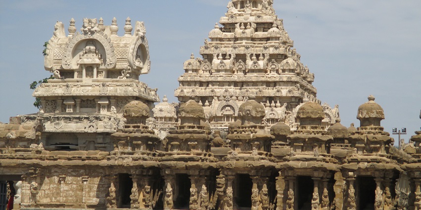 Kailasanathar Temple showcasing intricate carvings, a holy Jyestha Devi temple in Kanchipuram.