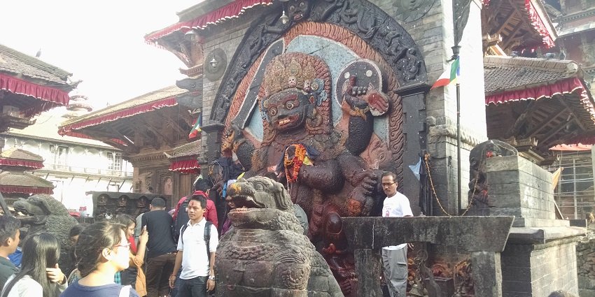 The idol of Kal Bhairav, an incarnation of Lord Shiva, is worshipped by devotees in Varanasi.