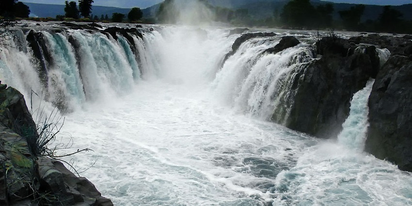 Serene waterfall surrounded by lush greenery and tranquil beauty in Tamil Nadu