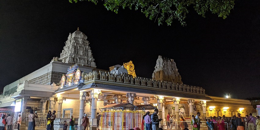The night view of the Kamakshi Amman Temple after the renovation