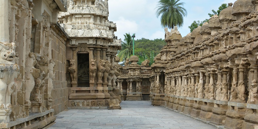 Image of Kailasanathar Temple Under Cloudy Sky in Kanchipuram - places to visit near the thiruvalangadu temple
