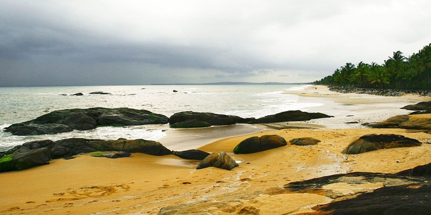 An image of the historic Kappad Beach in Kerala, where Vasco da Gama first landed, is known for its golden sands.