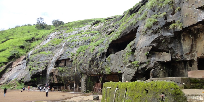 A view of Karla Caves, the best place near Ghangad Fort, showcasing Buddhist architecture