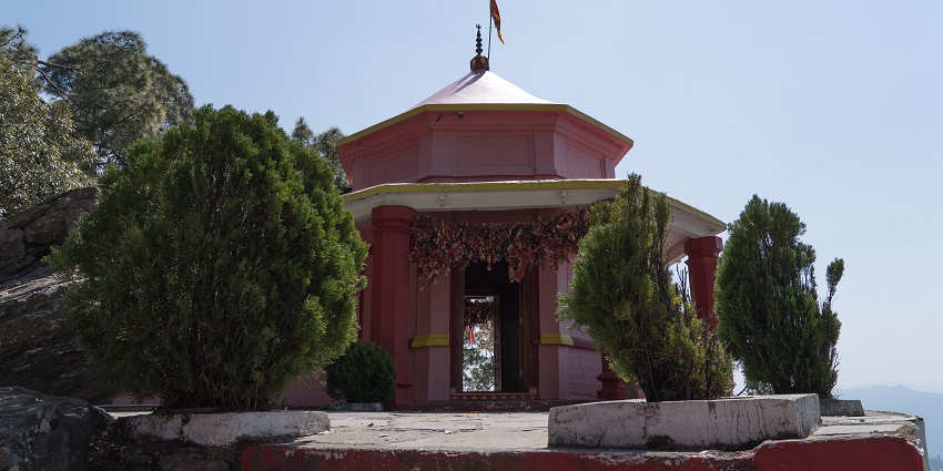 An image showing a view of the Kasar Devi Temple, a famous tourist attraction near Almora.