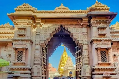 Devotees perform sacred rituals in Shri Kashi Vishwanath Temple, Varanasi, with reverence.