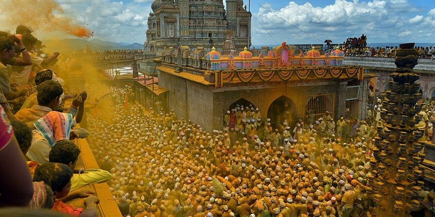 An image of the sacred Khandoba Temple in Maharashtra is devoted to Lord Khandoba.