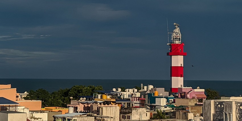 A glimpse of Kilakarai Lighthouse, an important landmark for maritime operations.