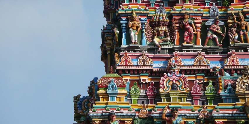 A view of Kottai Mariamman Temple, a Salem tourist place, showcasing its architecture.