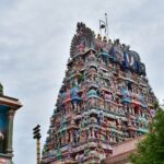 A scenic view of a temple in Tamil Nadu, near one of the Krishna Temples in Tamil Nadu