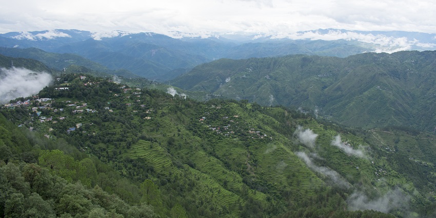 An image view of Lansdowne with pine trees, among the best hill stations near Uttar Pradesh.