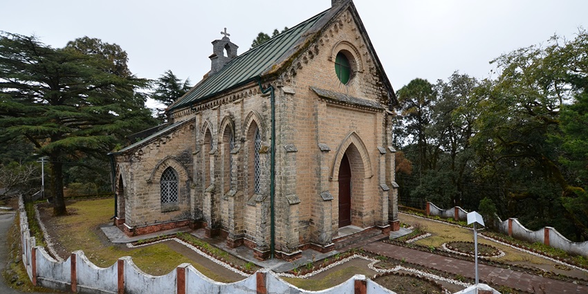 Historic St. Mary’s Church in Lansdowne surrounded by greenery and a peaceful setting.