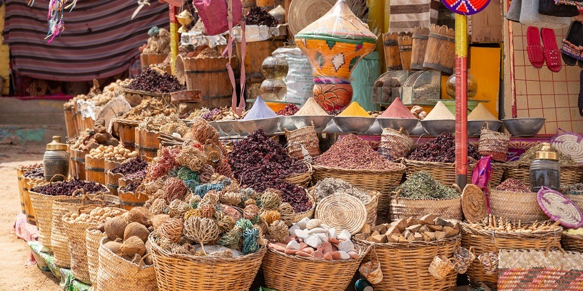 A view of the Local Bazaars, one of the best places for shopping in Agra, Uttar Pradesh.