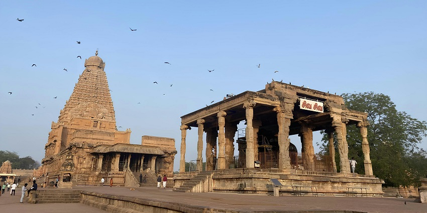 An image of Peruvudaiyar Temple, Balaganapathy Nagar, Thanjavur, Tamil Nadu, India.