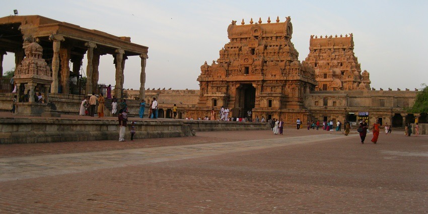An Image shows the location of its beautiful architecture Thanjavur or Brihadeeswarar Temple.