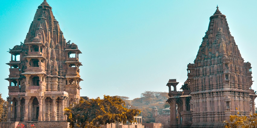 Beautiful Hindu temple with traditional architecture surrounded by a peaceful setting