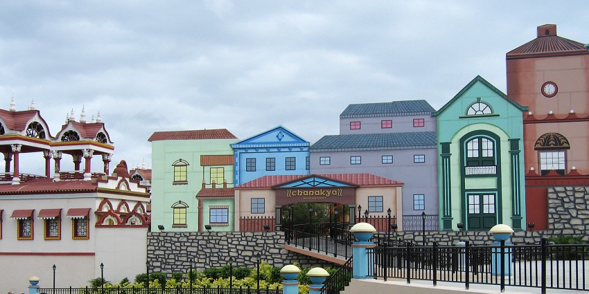 View inside the film city, offering a glimpse on the backhand of shooting