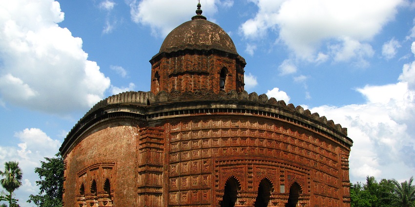 An ornate view of the Temple dedicated to lord Krishna, a place to visit in Cooch Behar.