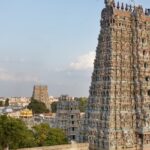 An Image of the top view of the intricate Madurai Meenakshi Temple, highlighting Madurai Temples