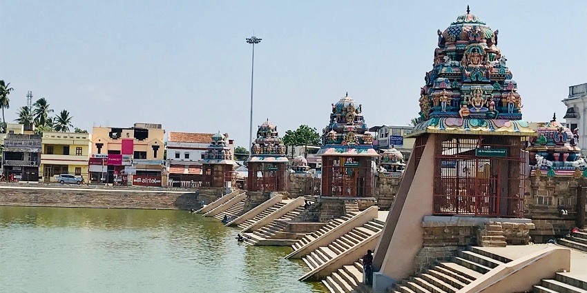 A view of Mahamaham Temple during a festival. One of the important temples in Kumbakonam.