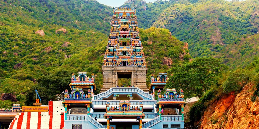 A panoramic view of scenic Marudhamalai Hill Temple near Isha Temple, Tamil Nadu.