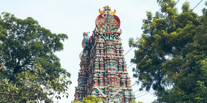 An image of an aerial view of Madurai city from atop of Meenakshi Amman temple