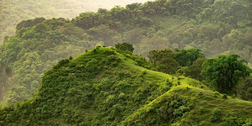 View of hills resembling the Melagiri Hills, a very popular tourist destination near Hogenakkal Waterfalls.