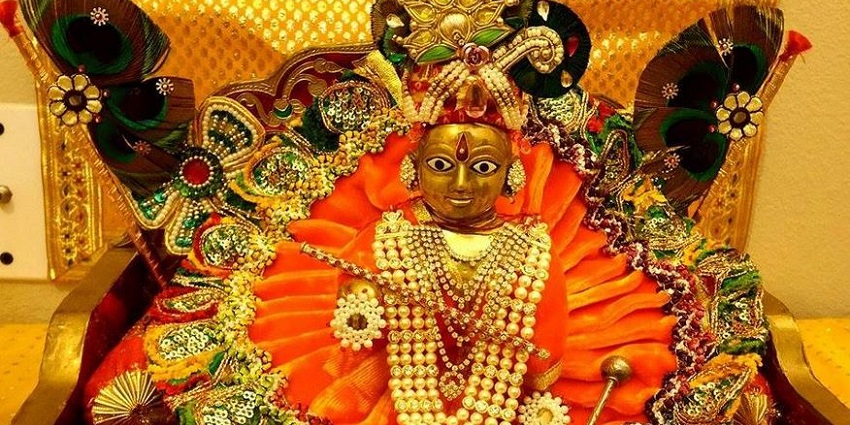 A representative image of Bal Krishan at Shreenathji Temple, decorated with garlands.