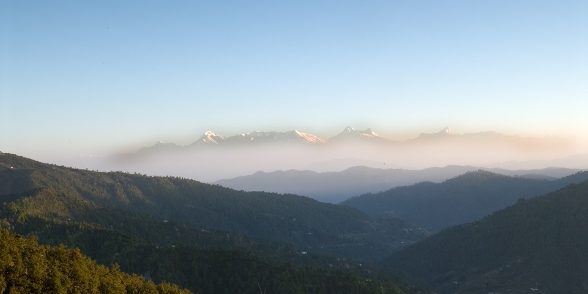 A view of Mukteshwar with Himalayan peaks in the background, another great destination.