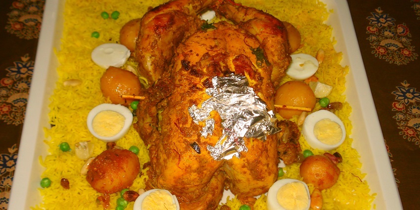 Murgh musallam is a wholesome dish served in Uttar Pradesh