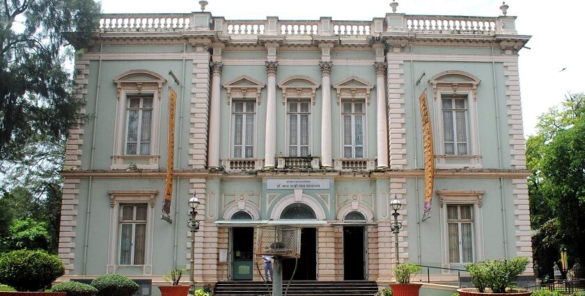 Facade of Dr. Bhau Daji Lad Museum in Mumbai, showcasing intricate architectural details.