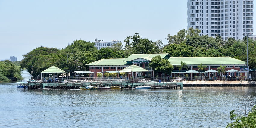 Muttukadu Lake with a boat house, one of the attractions near Jaganath temple of Kanathur