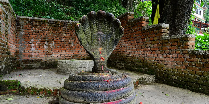 A captivating view of the Nag Devta Temple, a temple dedicated to Lord Shiva in Mussoorie.