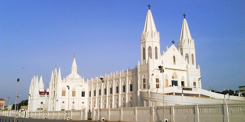 The image showing the Nagapattinam Church, a famous religious place for locals.