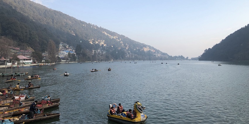Image of beautiful Nainital Lake people boating located at a hill station in Roorkee