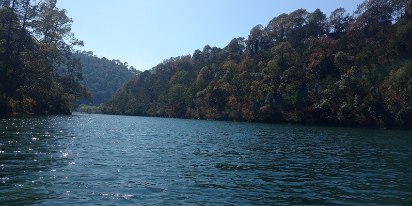 Natural Lake of Naukuchiatal which is one of the offbeat places in Uttarakhand, India.
