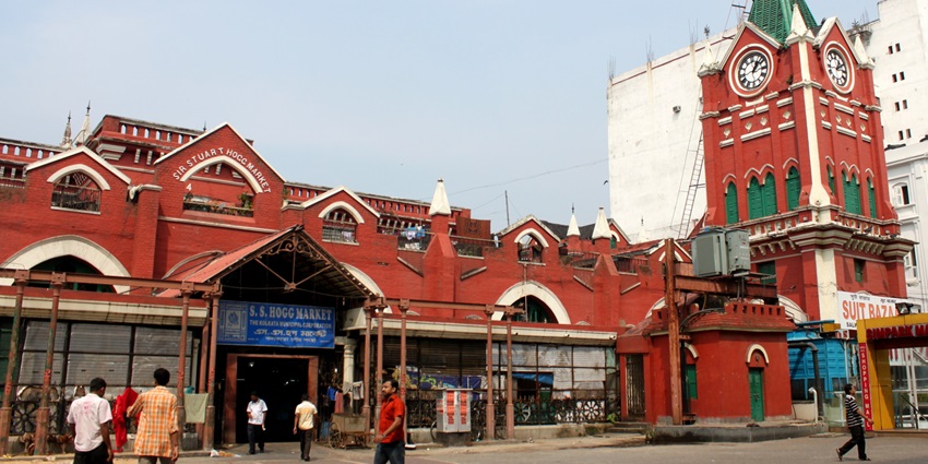 Busy area at the New Market - one of the shopping hubs in Kolkata, West Bengal.