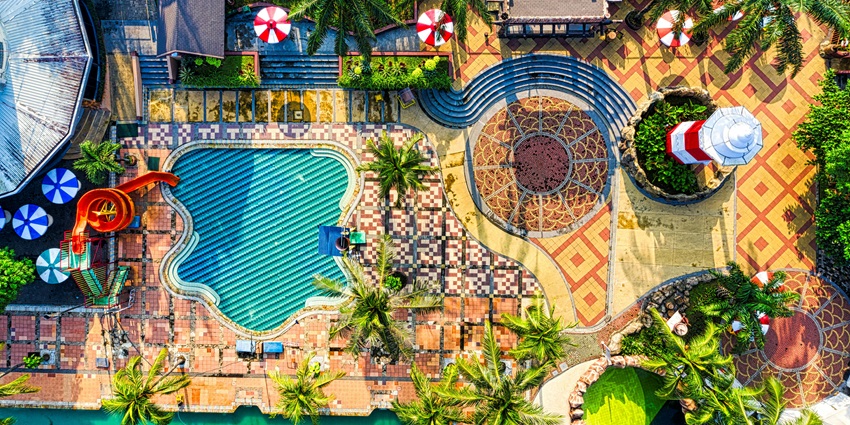 A view of the swimming pool at the Newton Water Park which is provides serene vibes.