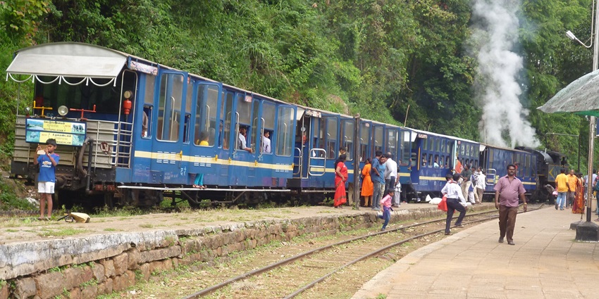 Nilgiri Mountain Railway train at Hillgrove Station, a famous tourist attraction in Ooty