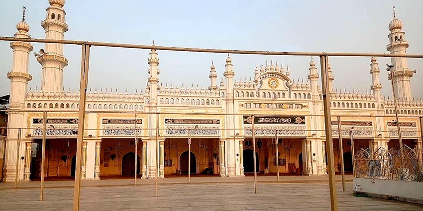 Majestic white marble architecture Noumahla Masjid, one of the tourist spots near Bareilly Fun City Water Park.