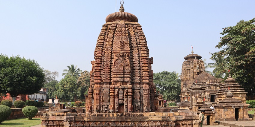 View of the temple building from close, showcasing the detailed architecture