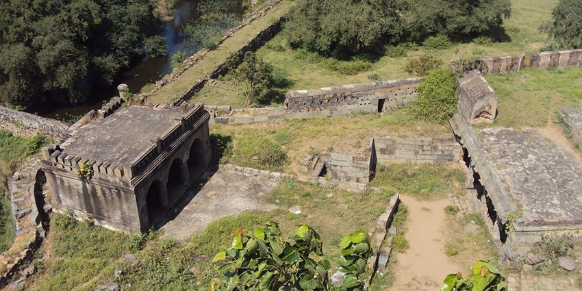 Top view of Fort Geldria Tamil Nadu surrounded by verdant landscapes