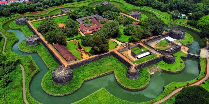 Aerial view of Palakkad Fort of Palakkad is densely covered in greenery