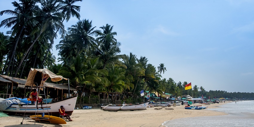 Stunning view of Palolem Beach, a picturesque destination in Goa's coastline.