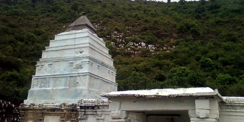 Front view of Dharmalingeswara Temple in Dharapalem, showcasing its ornate architecture