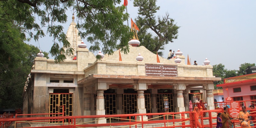 A scenic view of Patan Devi Temple, featuring a historical temple showcasing the serene and spiritual atmosphere of the area