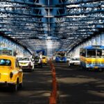 A glimpse of Howrah Bridge, Fairley Place, Jorasanko, Kolkata, West Bengal, India.