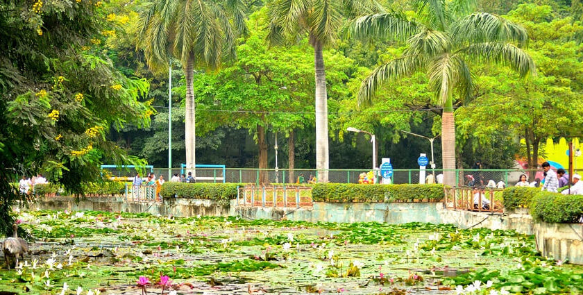 A beautiful, lush garden in Sarasbaug, one of the best places to visit in Pune in the evening.