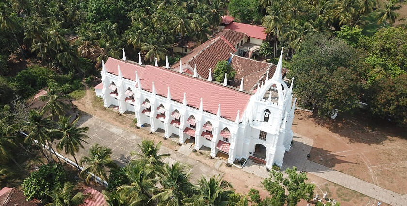 Aerial view of Mother of God Church, one of the places to visit in Puttur